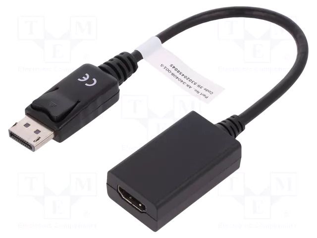 Adapter; DisplayPort plug,HDMI socket; DisplayPort 1.1a; 150mm DIGITUS AK-340408-001-S
