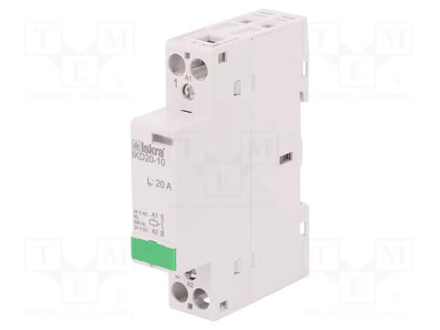 Contactor: 1-pole installation; 20A; 24VAC,24VDC; NO; IKD ISKRA IKD20-10/24V