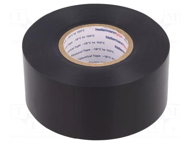 Tape: electrical insulating; W: 38mm; L: 20m; Thk: 0.21mm; black HELLERMANNTYTON HTAPE-FLX2-38