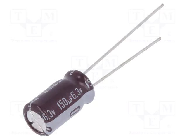 Capacitor: electrolytic; low ESR; THT; 150uF; 6.3VDC; Ø6.3x11mm NICHICON UPM0J151MED