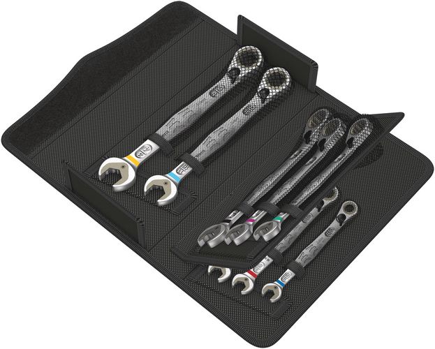 6001 Joker Switch 8 Imperial Set 1 Ratcheting combination wrenches set, Imperial, 1 x 5/16"x144; 1 x 3/8x159; 1 x 7/16"x165.0; 1 x 1/2"x171; 1 x 9/16"x187; 1 x 5/8"x213; 1 x 11/16"x234; 1 x 3/4"x246; 1 x 240.0x50.0, Wera 05020093001