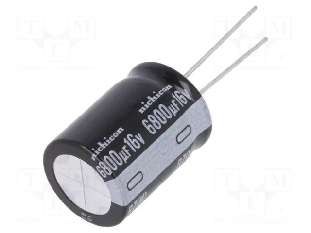 Capacitor: electrolytic; THT; 6800uF; 16VDC; Ø18x25mm; Pitch: 7.5mm NICHICON URZ1C682MHD