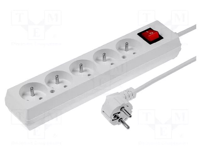 Extension lead; 3x1.5mm2; Sockets: 5; PVC; white; 1.5m; 16A JONEX PS-570WS/1.5-1.5