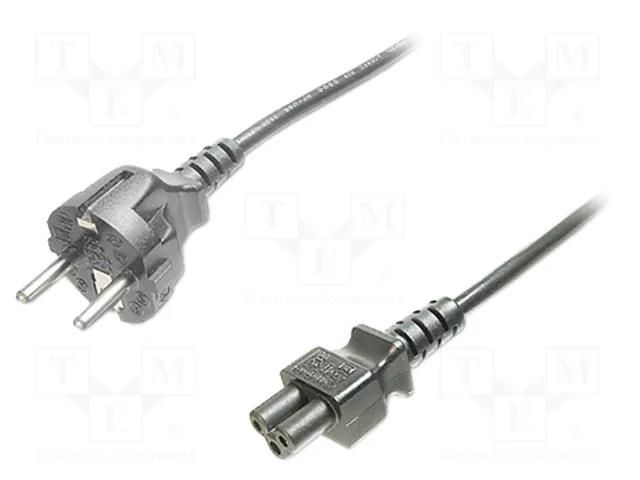 Cable; CEE 7/7 (E/F) plug,IEC C5 female; 750mm; black; 10A; 250V DIGITUS AK-440115-008-S