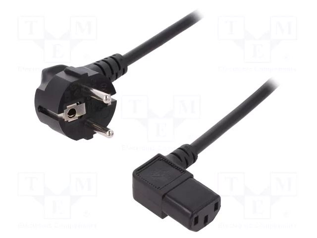 Cable; CEE 7/7 (E/F) plug angled,IEC C13 female angled right DIGITUS AK-440102-018-S