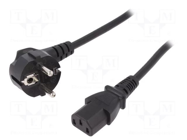 Cable; CEE 7/7 (E/F) plug angled,IEC C13 female; 2.5m; black DIGITUS AK-440100-025-S