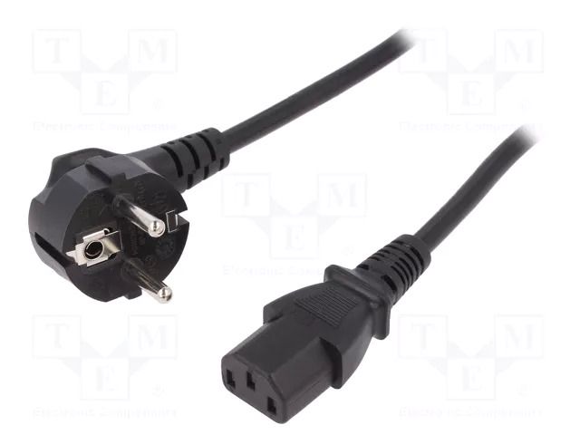 Cable; CEE 7/7 (E/F) plug angled,IEC C13 female; 5m; black; 10A DIGITUS AK-440100-050-S