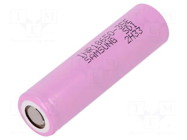 Re-battery: Li-Ion; 18650,MR18650; 3.6V; 3400mAh; Ø18.5x65.2mm; 8A SAMSUNG SDI ACCU-INR18650-35E