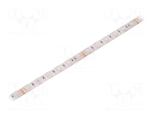 LED tape; RGB; 5050; LED/m: 60; 10mm; white PCB; IP65; 14.4W/m; 24VDC WISVA OPTOELECTRONICS HH-RGBGI-5050GWA