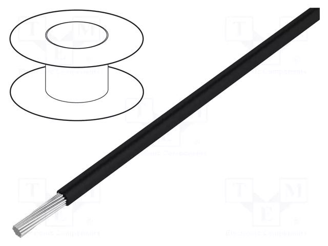 Wire; HookUp Wire; stranded; Cu; 28AWG; PTFE; black; 600V; 305m ALPHA WIRE 5852-BK001