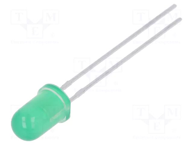 LED; green; 5mm; 15÷25mcd; 30°; Front: convex; 5VDC; No.of term: 2 KINGBRIGHT ELECTRONIC L-7113GD-5V