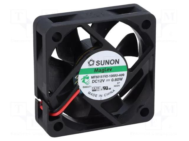 Fan: DC; axial; 12VDC; 50x50x15mm; 21.97m3/h; 29dBA; Vapo; 4.32mmH2O SUNON MF50151V2-A99-A