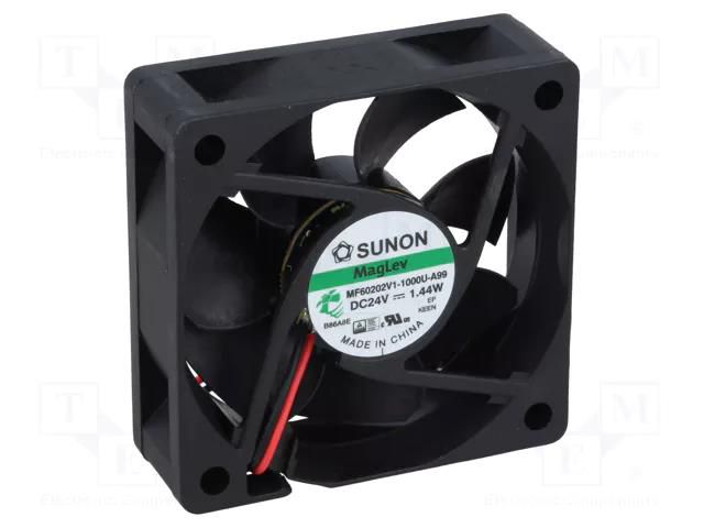 Fan: DC; axial; 24VDC; 60x60x20mm; 38.87m3/h; 33.5dBA; Vapo; 26AWG SUNON MF60202V1-A99-A
