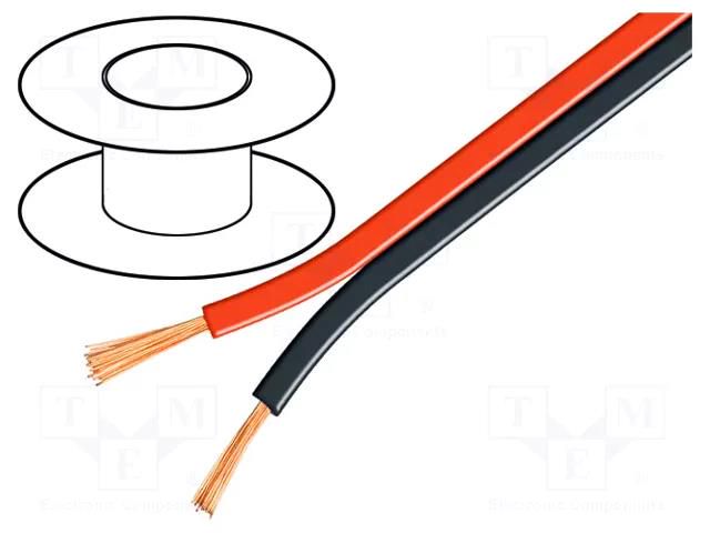 Wire: loudspeaker cable; 2x0.5mm2; stranded; OFC; black-red Goobay SC-CU2X0.50-RB100