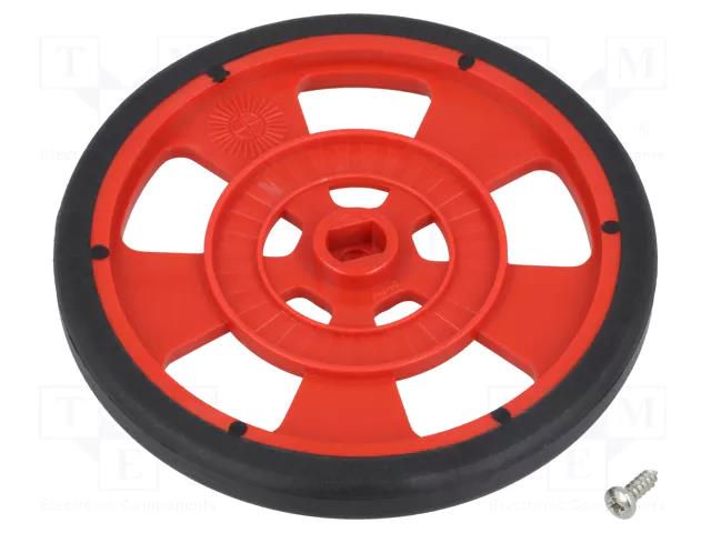 Wheel; red; Shaft: two sides flattened; screw; Ø: 69mm; W: 7.62mm POLOLU POLOLU-980
