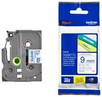 TAPE, BLUE ON WHITE, 9MM W, 8M L TZE-223