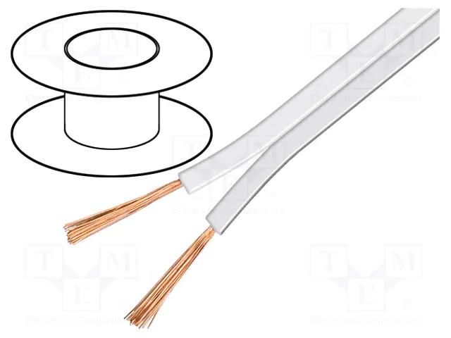 Wire: loudspeaker cable; 2x0.75mm2; stranded; CCA; white Goobay SC-CCA2X0.75-WH100