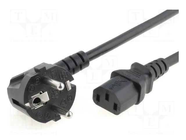 Cable; 3x1mm2; CEE 7/7 (E/F) plug angled,IEC C13 female; PVC LIAN DUNG SN311-3/10/1.8BK
