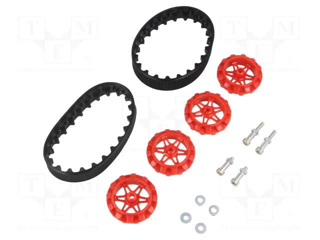 Tracks; Kit: 4 wheels,nut x2,washer x2,screw x4; red; Ø: 35mm POLOLU POLOLU-3031