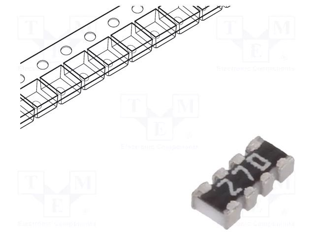 Resistor network: Y; ±5%; 27Ω; No.of resistors: 4; -55÷155°C; SMD YAGEO YC124-JR-0727RL