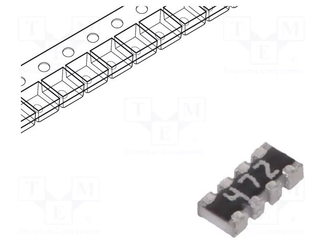 Resistor network: Y; ±5%; 4.7kΩ; No.of resistors: 4; -55÷155°C YAGEO YC124-JR-074K7L