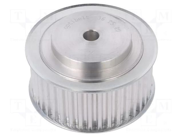 Belt pulley; T5; W: 25mm; whell width: 36mm; Ø: 62.85mm; aluminium OPTIBELT 36-T5-40-200ZA