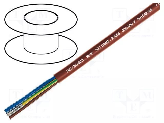 Wire; SiHF; 16G0.5mm2; Cu; stranded; silicone; brown-red; -60÷180°C HELUKABEL SIHF16X0.5