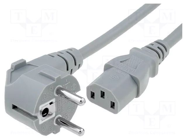 Cable; 3x1mm2; CEE 7/7 (E/F) plug angled,IEC C13 female; PVC LIAN DUNG SN311-3/10/1.8GY