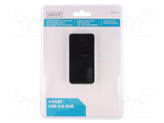 Hub USB; DC,USB A socket x4,USB B micro socket; USB 3.0; 5Gbps DIGITUS DA-70231