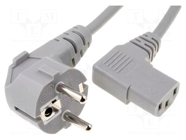 Cable; 3x1mm2; PVC; 1.8m; grey; 10A; 250V; Core: Cu; Type: Uni-Schuko LIAN DUNG SN312-3/10/1.8G