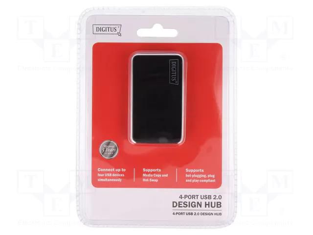 Hub USB; DC,USB A socket x4,USB B mini socket; USB 2.0; 480Mbps DIGITUS DA-70220