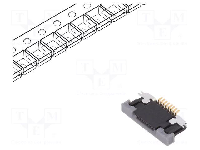 Connector: FFC/FPC; gold-plated; SMT; 500mA; 50V; SFV; PIN: 8; 0.5mm AMPHENOL COMMUNICATIONS SOLUTIONS SFV8R-3STBE1HLF/C