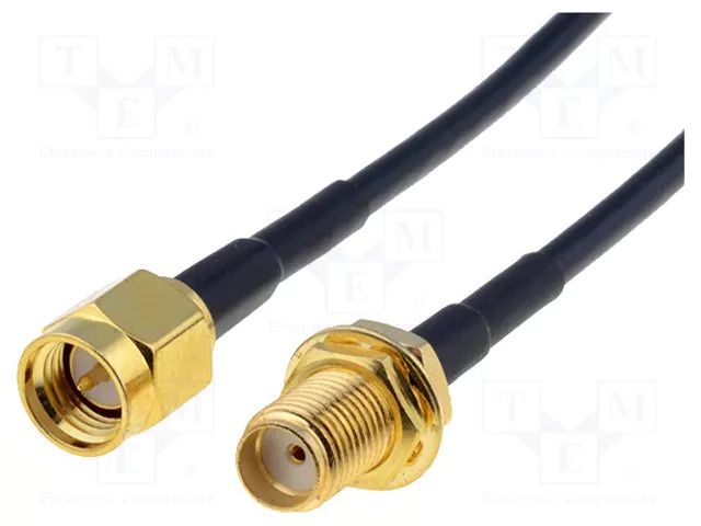 Cable; 0.1m; SMA male,SMA female; black; 50Ω ESOL SMA-SMF/50/01