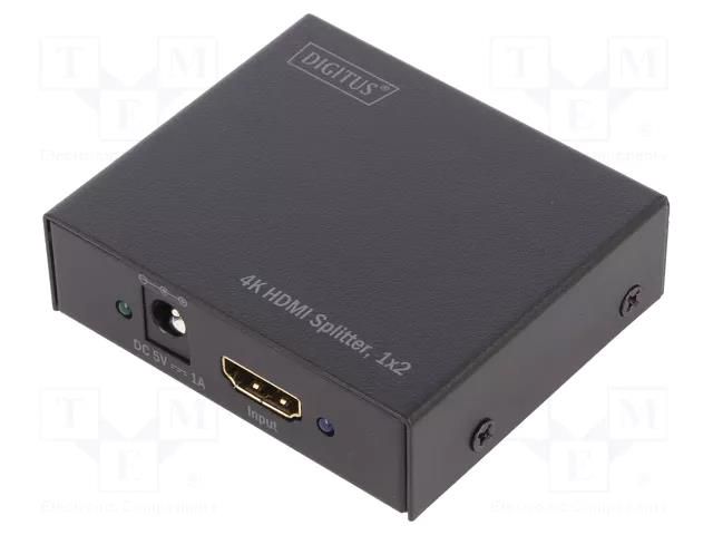 Splitter; HDCP 1.3; Features: LED status indicator; black DIGITUS DS-46304