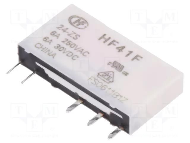 Relay: electromagnetic; SPDT; Ucoil: 24VDC; 6A; 6A/250VAC; 6A/30VDC HONGFA RELAY HF41F/24-ZS