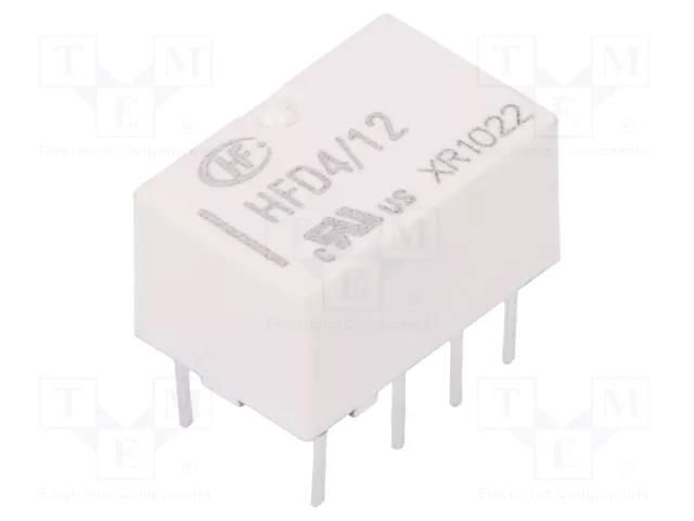 Relay: electromagnetic; DPDT; Ucoil: 12VDC; 2A; 0.5A/125VAC; PCB HONGFA RELAY HFD4/12