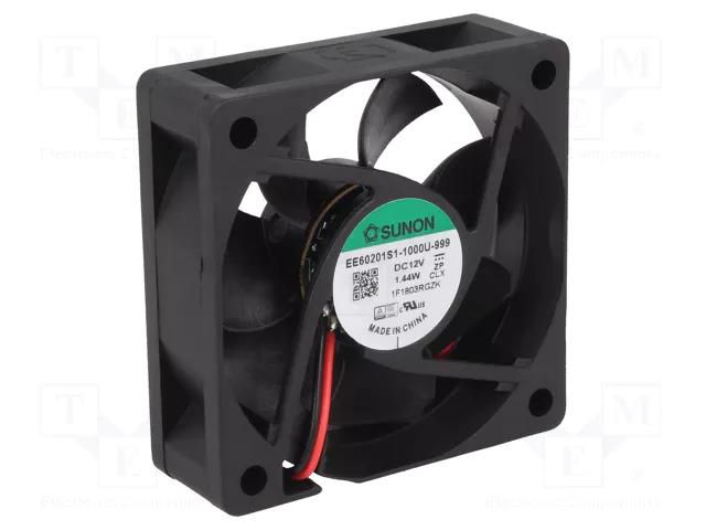 Fan: DC; axial; 12VDC; 60x60x20mm; 38.19m3/h; 32.5dBA; slide; 26AWG SUNON EE60201S1-999-A