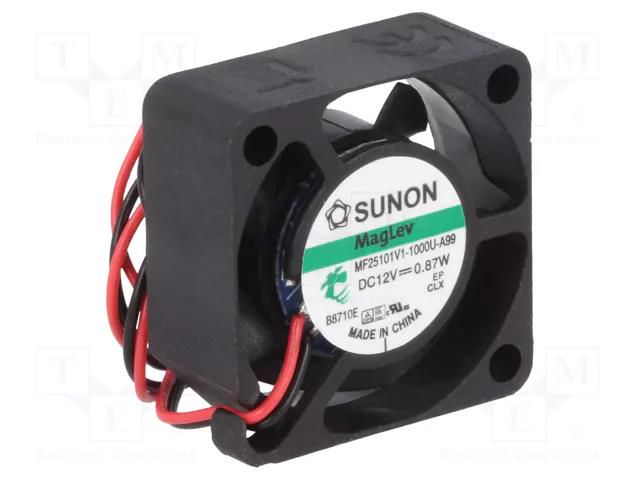 Fan: DC; axial; 12VDC; 25x25x10mm; 6.42m3/h; 26dBA; Vapo; 14000rpm SUNON MF25101V1-A99-A