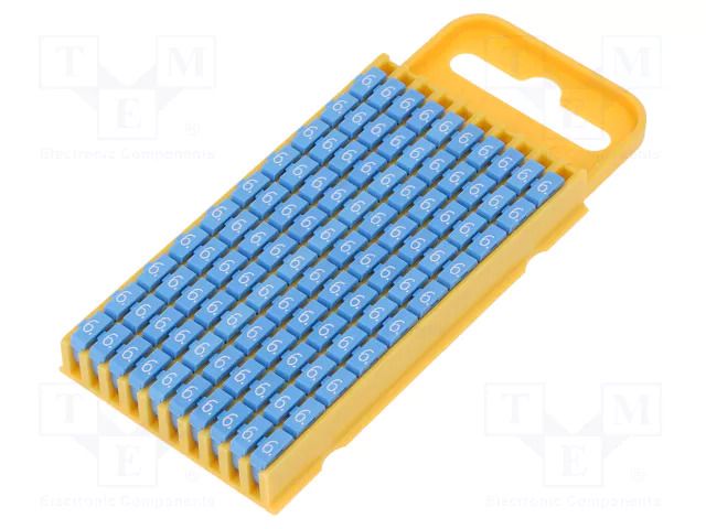 Markers; Marking: 6; 4.3÷5.3mm; polyamide; blue; -40÷85°C; push-in HELLERMANNTYTON WIC3-6-PA-BU-C1
