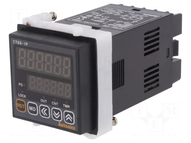 Counter: electronical; LED x2; time/pulses; SPDT; IN 1: NPN,PNP AUTONICS CT6S-1P2