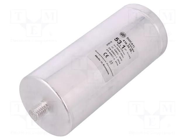 Capacitor: polypropylene; 53.1uF; -5÷10%; Ø60x137mm; -25÷55°C DUCATI ENERGIA 416.30.5664
