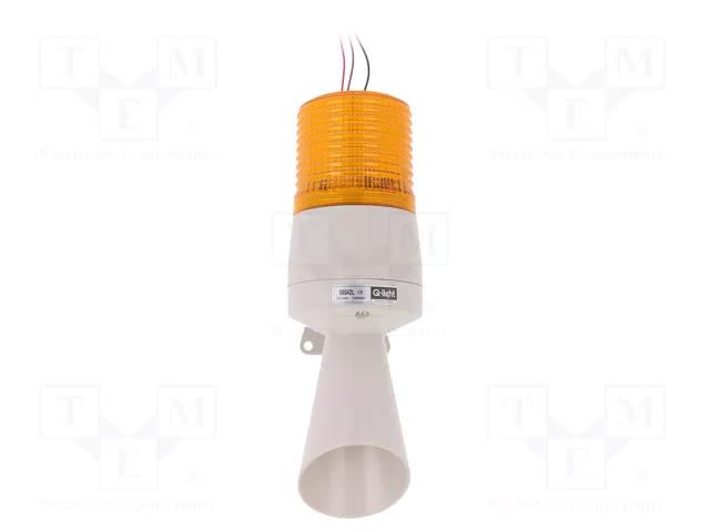 Signaller: lighting-sound; 24VDC; LED; amber; IP54; Ø86x233mm QLIGHT S60ADL-24-A