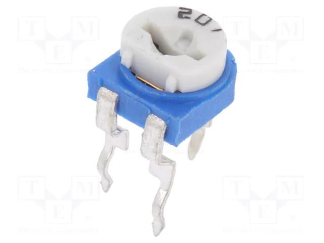 Potentiometer: mounting; single turn,horizontal; 200Ω; 100mW SR PASSIVES RKT6V-200