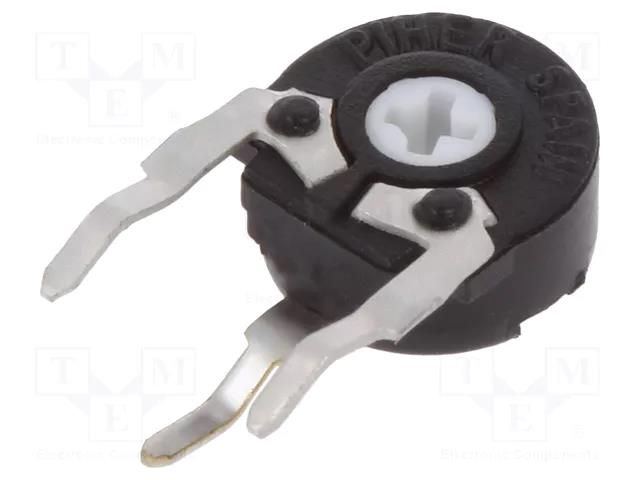 Potentiometer: mounting; single turn,vertical; 500Ω; 100mW; ±20% PIHER PT6LH-500R