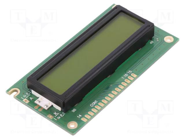 Display: LCD; alphanumeric; STN Positive; 16x2; 84x44x12.7mm; LED POWERTIP NPC1602LRU-FWT-H