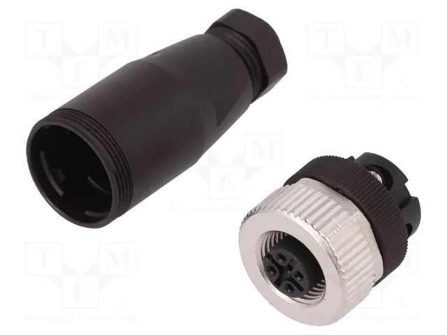 Connector: M12; plug; female; PIN: 4; 250V; 4A; IP67; 0.75mm2; 4÷6mm BINDER 99-0430-14-04