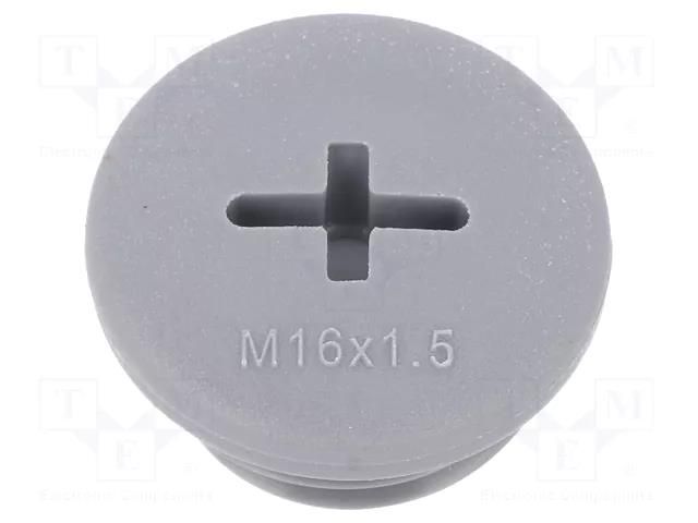Stopper; M16; 1.5; polyamide; dark grey; Thread: metric; 7mm; 10pcs. ALPHA WIRE HPM16-SL080