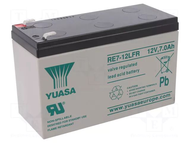 Re-battery: acid-lead; 12V; 7Ah; AGM; maintenance-free YUASA ACCU-RE7-12L/Y