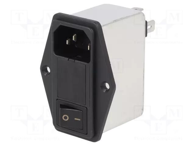 Connector: AC supply; socket; male; Inom: 4A; Ir: 0.35mA; 250VAC ROXBURGH EMC RIS0422H2