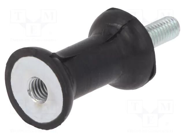 Vibration damper; M6; Ø: 20mm; rubber; L: 30mm; Thread len: 18mm ELESA+GANTER DVC2-434071